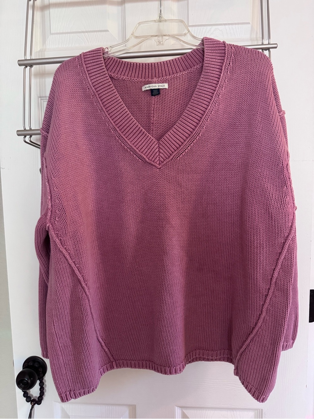 American Eagle Outfitters Pink V-Neck Knit Sweater